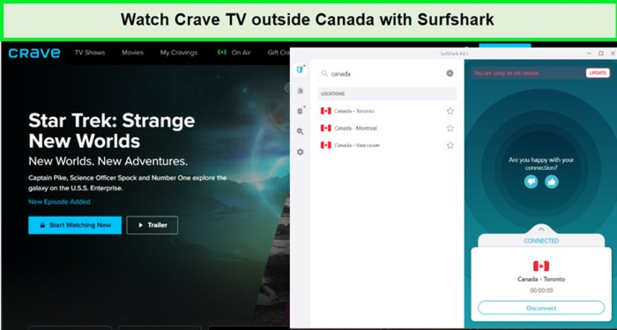 unblock crave tv using surfshark