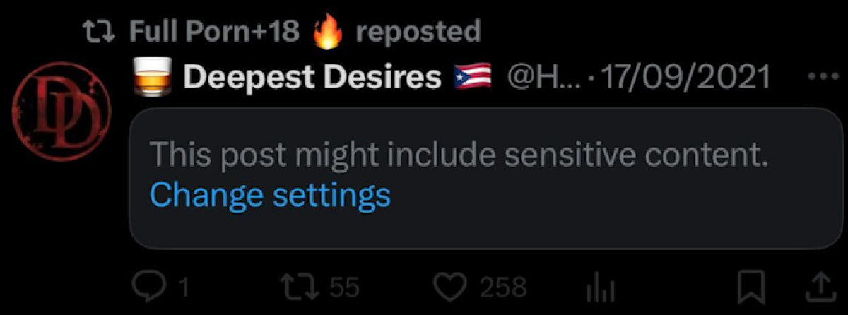 Sensitive content message on X