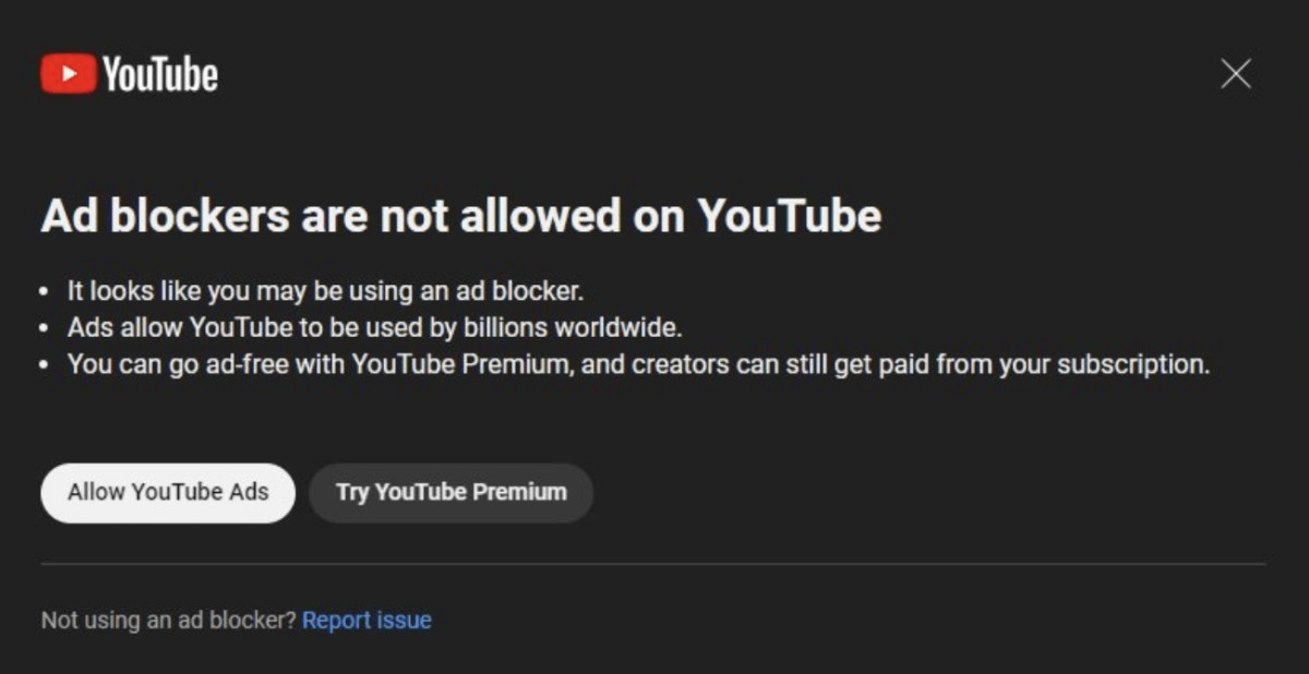 youtubes anti ad blockers update