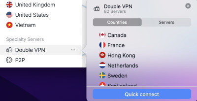 Double vpn servers on NordVPN