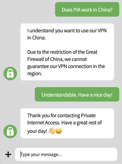 PIA usability in China