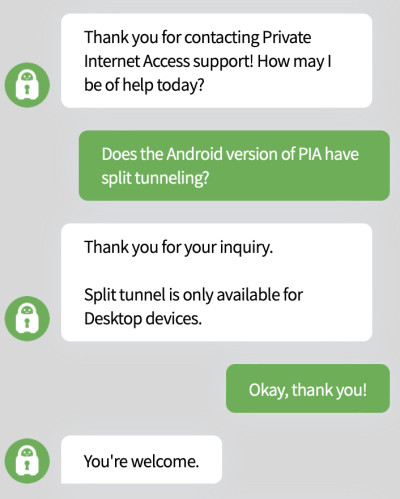 PIA live chat support