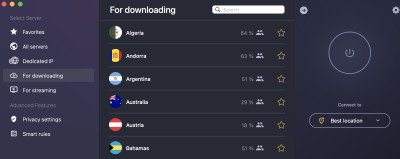 CyberGhost p2p optimized servers
