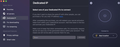 Dedicated IP address on CyberGhost