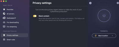 Built-in ad blocker on CyberGhost
