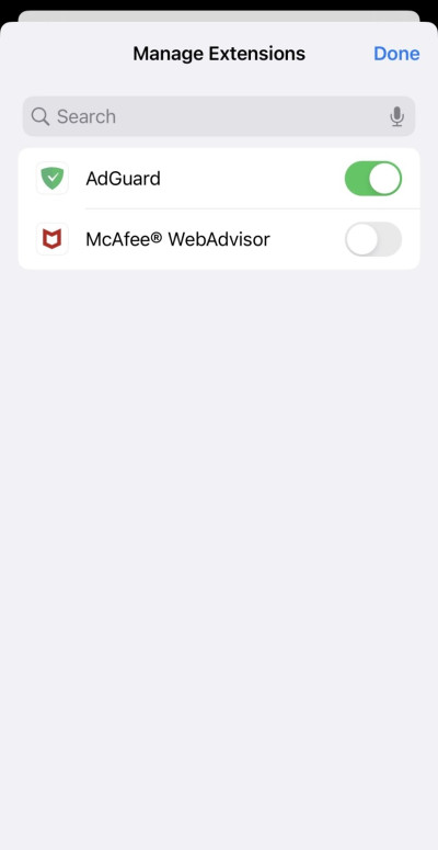 Adguard's safari extension on the iphone
