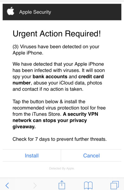 Apple security alert notification