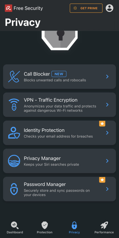 Avira extra features on iPhone