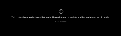 CBC Gem regional error message