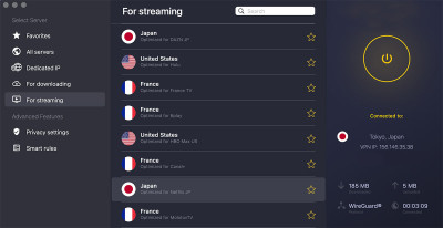 CyberGhost streaming servers on Mac