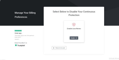 Disabling TotalAVs auto renewal