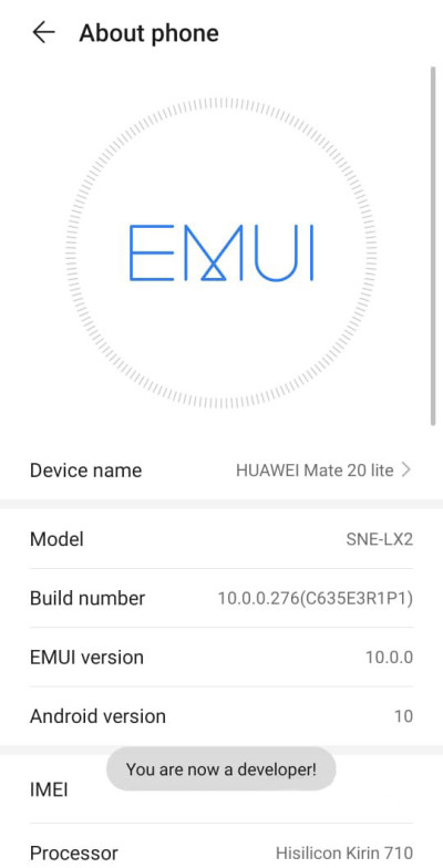 Enabling developer mode on Android