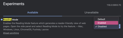 Enabling reading mode