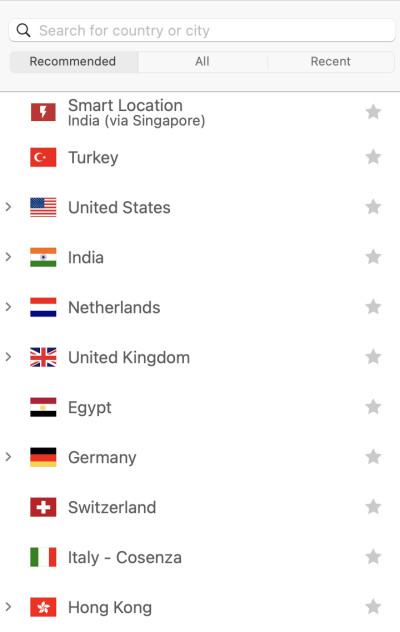 ExpressVPN list of servers