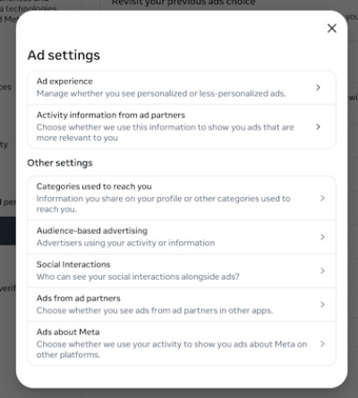 Ad setting from data prtner