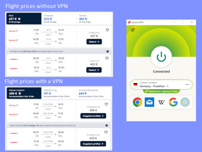 ExpressVPN finds cheaper flight prices