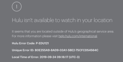 Geo restrictions on the Hulu site