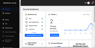 bitdefender antivirus app dashboard