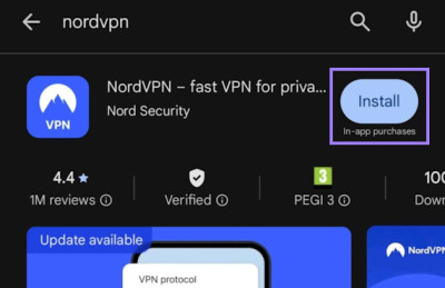 Install NordVPN on Google Play Store