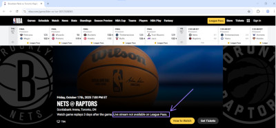 NBA League Pass regional error