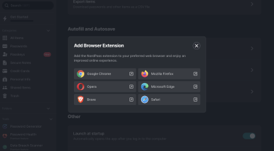 NordPass list for browser extensions