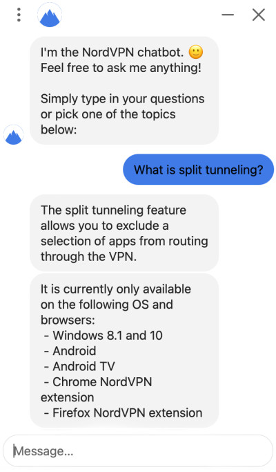 NordVPN bot chat