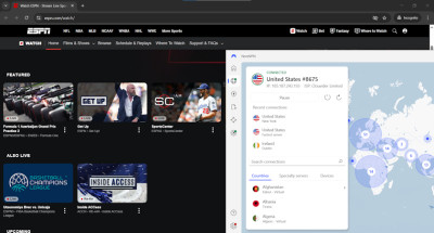 ESPN blackout bypassing with NordVPN