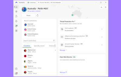 NordVPN connected to Australia