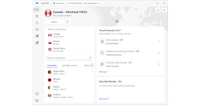 NordVPN connected to Canada