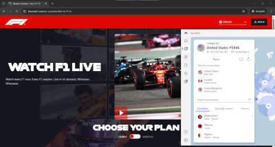 NordVPN with Formula One