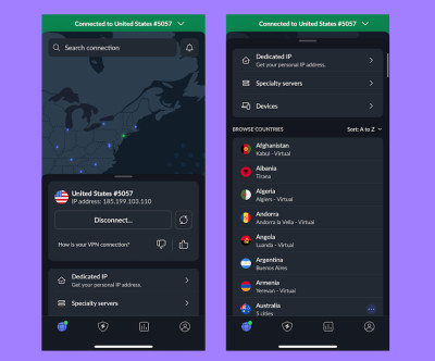 NordVPN iOS connected to the US