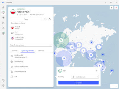 Specialty servers on NordVPN