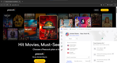 Peacock TV unblocked with NordVPN