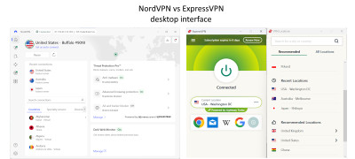 NordVPN vs ExpressVPN interface