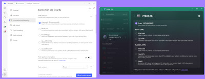 NordVPN's and Proton VPN's selection of tunneling protocols