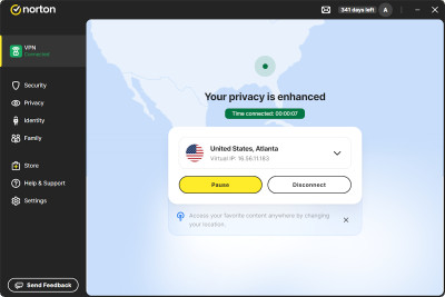 Norton Secure VPN interface
