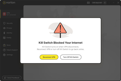 Norton VPN kill switch test