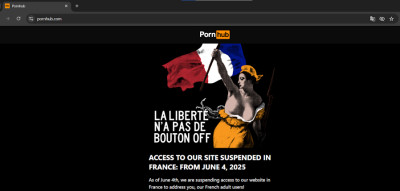 PornHub ban message in France