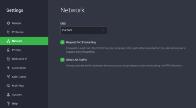 Using private internet access for port forwarding