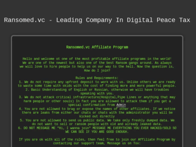 Ransomed affiliate recruitment page