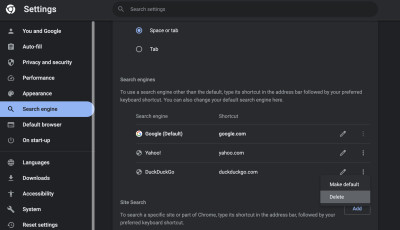 Remove marquis search from Chrome