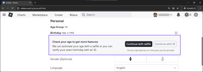 Roblox age verification system