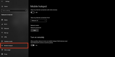 Setting up mobile hotsport on windows