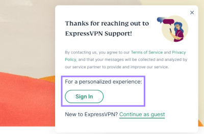 Sign in to ExpressVPN customer support