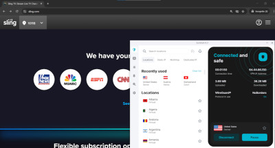 Sling TV unblocked with Surfshark