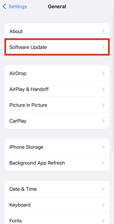 Software updates for the iPhone