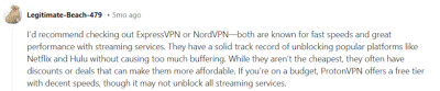 Streaming VPN recommendation Reddit