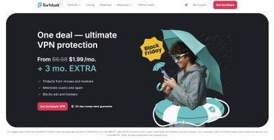 Surfshark Black Friday landing page