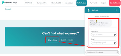 Claim money-back guarantee Surfshark support