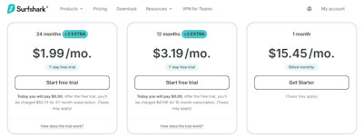 Surfshark plans and free trial